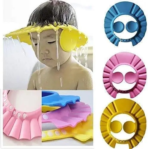 Adjustable Safe Soft Bathing Baby Shower Hair Wash Cap for Children, Protection for Eyes and Ear, Bathing Baby Shower Cap, Baby Bath Cap, Baby Shower Cap, (not available )
