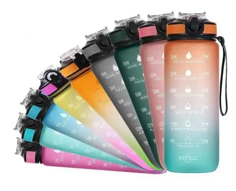 Unbreakable Fitness Sports Water Bottle with Motivational Time Marker, Water bottle for Gym Office to Ensure You Drink Enough Water Throughout the Day. 1Litter , (1 piece)