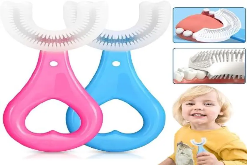  U Shaped Toothbrush For Kids Manual Whitening Toothbrush Silicone Brush Head For Kids Children Infant Toothbrush For 2-6 Years Mouth-Cleaning, (1 piece)