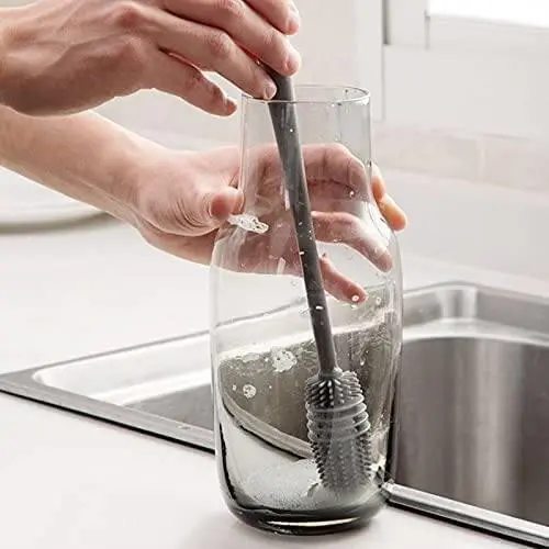  Silicone Bottle Cleaning Brush with Long Handle Water Bottles Cleaner, Cleaner Brush for Hydro Flask,Glassware,Vacuum Sports Bottle Vases, Water Bottle Cleaner Brushes,1 piece