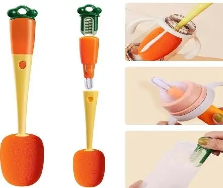 3 in 1 Multi Bottle Cleaning Brush, Sponge Baby Bottle Brush, Cup Lid Gap Bottle Cleaner Brush Cleaning Brush, Multifunctional Cup Brush with Long Handle for Water Bottles, Tumblers, Cups (1 piece)