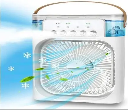 Portable Mini Air Conditioner Cooler Fan, Cooling Fan and Humidifier, Colors LED Night Lights with 3 Fan Speeds Personal Air Conditioning for Home Office, not chargeable, timer setting,1 piece
