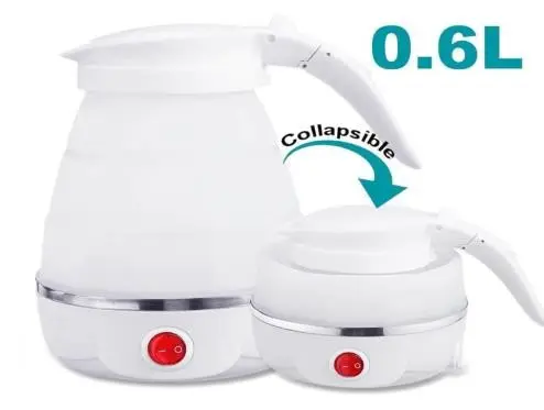  Travel Electric Portable Foldable 0.7 L Kettle Collapsible Silicon AC 220-240V 50/60 Hz, 600W for Tea Coffee Hot Water ,(1 piece)