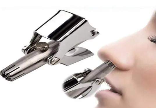 Professional Portable Manual Nose & Ear Hair Trimmer, No Batteries Required, Stainless Steel Nose Hair Remover for Men & Women, Come with a Fingernail Clipper ,(1 piece)