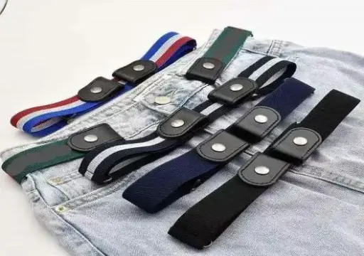 Belt Women Men, Buckle Free Elastic Invisible Adjustable Stretch Quick Release Durable less Waist Jeans Pants Dress Buttons Lazy band Woven Pants(pack of 1) Multicolor