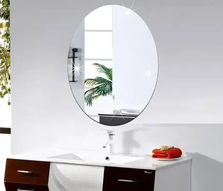Self Adhesive Acrylic Wall Mirror Oval Shape, Acrylic Sticker Mirror (1 piece , size = 300W, 400 L)