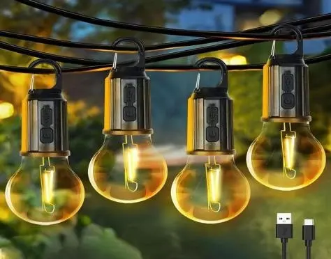 Rechargeable Camping Lights, Waterproof LED Hanging Tent Bulb with USB Cable, 3 Lighting Modes Hanging Camping Lantern Lamp for Hiking, Emergency, Household, Car Repairing , (1piece)