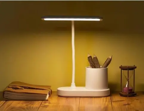 WEIRD WOLF 3 Color Mode Rechargeable LED Study/Table/Desk Lamp for study | with Pen Holder | ,Plastic, White (1 piece)