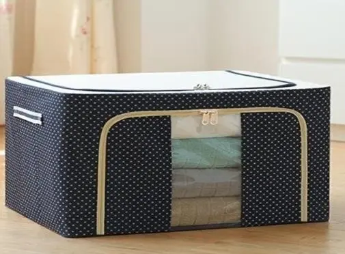 Foldable Steel Frame Cloths Zip Organizer Bag and Oxford Fabric Storage Living Cover Boxes For Wardrobe Shelves Clothes, Sarees, Bed Sheet, Blanket  (1 piece)