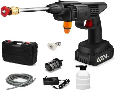 Wireless High Pressure Washer for Car Washing 48V Rechargeable Electric  battery, 2 Pressure Washer Gun Machine Tool for Bike, Car, Cleaning, Gardening with Adjustable , 2 Nozzle and 5M Hose Pipe(Washer Kit) (1 piece)