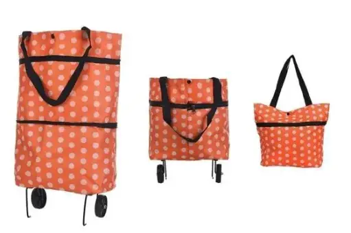 Shopping Trolley Wheel Folding Travel Luggage Bag Folding Shopping Trolley Bag Vegetable, Grocery, Shopping Trolley Carry Bag , foldable, (1 piece)