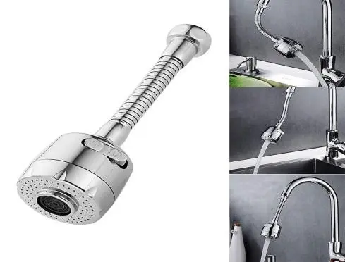 Flexible Water Saving Nozzle Rotatable Faucet Sprayer Extender, Kitchen tap Faucet, tap for Kitchen Sink, Water Saving Faucet, Silver, Chrome Finish, Faucet Flexible for Kitchen Sink  (1 piece)