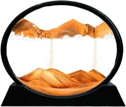  Moving Sand Art Picture Glass Liquid Painting 3D Natural Landscape showpieces for Home Decor Antique Gifts for Kids Office Desktop Decoration (17 Inch) (1 piece)
