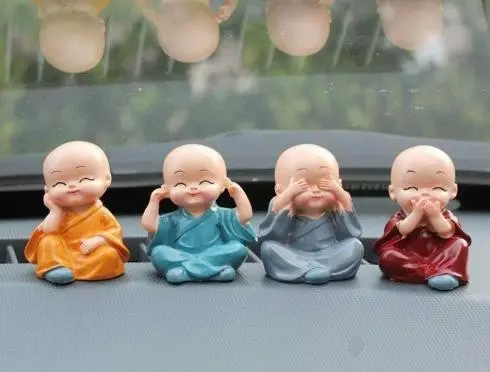 Set of 4 Buddha Monks Statues Figurines Showpiece for Wall Shelf Table Desktop Living Room Decoration Home Office Decor (Multicolor) (1 piece)