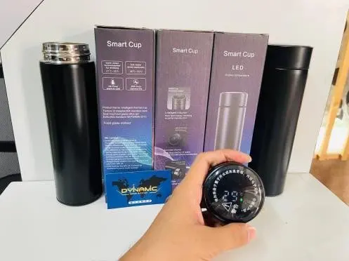 Smart Heavy Duty Stainless Steel Touch Screen LED Temperature Display Water Bottle Perfect for Office, Home, Gym, Outdoor Travel, Summer and Winter (1 piece), black ,white