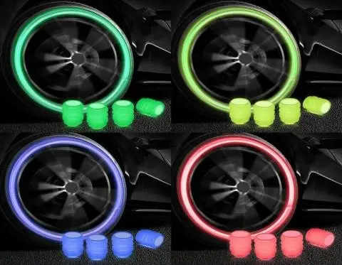 Wheel Lights Valve Caps Universal Neon Radium Tire Lights for Car, Bike, and Cycle Wheels (1 piece), multicolor