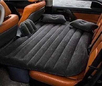 Car Air Mattress Back Seat Bed Thickened Car Camping Air Mattress With Air Pump, Portable Car Travel Mattress, Car Sleeping Mattress Bed For Car Universal SUV - Polyester, Black (1 piece)