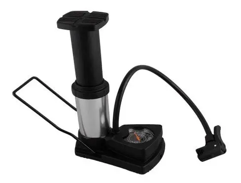  Portable Foot Activated Floor Bicycle Air Pump with Pressure Gauge - black Color (1 piece)