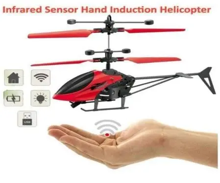 Remote Control Helicopter Toy Hand Sensor USB Charging Exceed Infrared Sensor Flight Gravity with 3D Lights for Boys Kids RC Helicopter (Red), (1 piece)