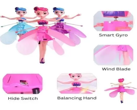 Magical Flying Fairy Doll, Hand Sensor Control, USB-Powered Magic Flying Fairy, Sky Dancers Flying Toy, Rainbow Glitter Flying Princess Doll for Kids, (1 piece)