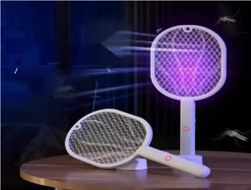Mosquito Killer Racket Rechargeable Handheld Racket Bat with UV Light Lamp Racket USB Charging Base, Electric Insect Killer , (1 piece), 2000mh betray, 3000W DC