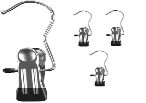 Clip Hook Hanger | Hanging Pins | Stainless Steel Laundry Clips with Hooks | for Clothing, Glove, Shoe, Garment, Photos & Home Decoration (Pack of 3)