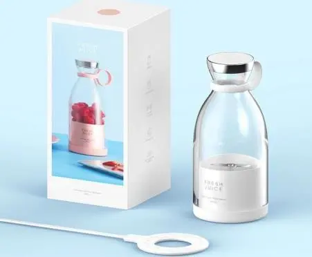  Portable Mini Juicer Bottle | Wireless Personal Size Juicer Blender for Smoothies and Shakes with 4 Blades | USB Rechargeable,dubble click then on Juicer,Travel, Gym and Office, (1piece)