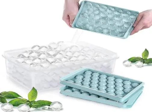  Pack Round Ice Cube Tray,  Ice Ball Maker Mold for Freezer, Mini Circle Ice Cube Tray, Making Sphere Ice Chilling Cocktail Whiskey Tea & Coffee (Blue), (1piece)
