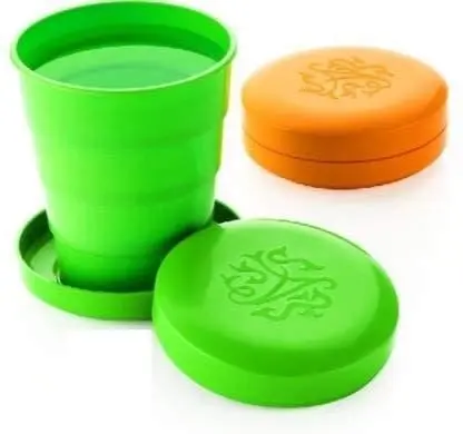 Silicone Foldable Travel Mug | Foldable Travel Glass | Portable Silicon Retractable Folding Cup | Folding Silicon Glass | Collapsible Outdoor Folded Cup Combo (Multicolor), (1 piece)