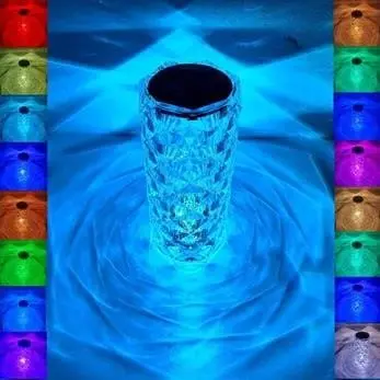 Rose Crystal Diamond Table Lamp, RGB Touch Control Bedside Crystal Rose Lamp, 16 Color Changing Creative Romantic Rose Acrylic Led Crystal Table Lamps for Bedroom Living Room, Kids Room (1piece)